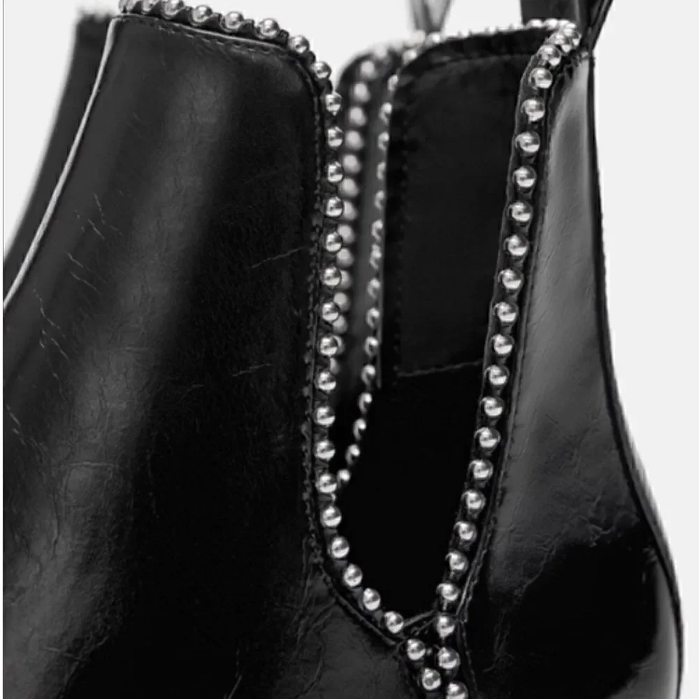 Zara Black Studded Boots